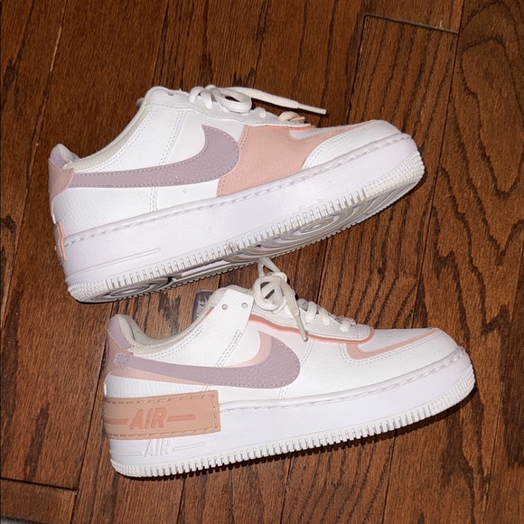 Nike Air Force 1 Shadow Sneakers in White and Pink - Picture 2 of 6